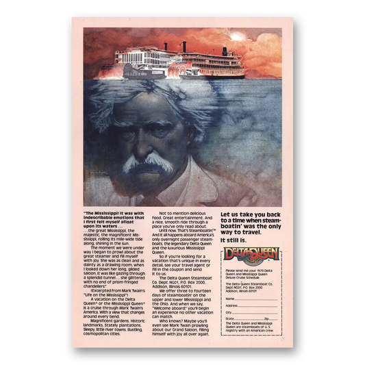 1978 Delta Queen Steamboat Mark Twain Vintage Magazine Print Ad