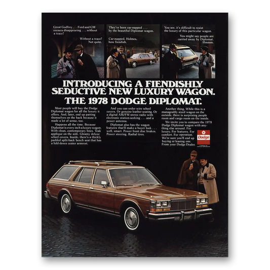 1977 Dodge Diplomat Diplomat Fiendishly Seductive Sherlock Holmes Vintage Magazine Print Ad