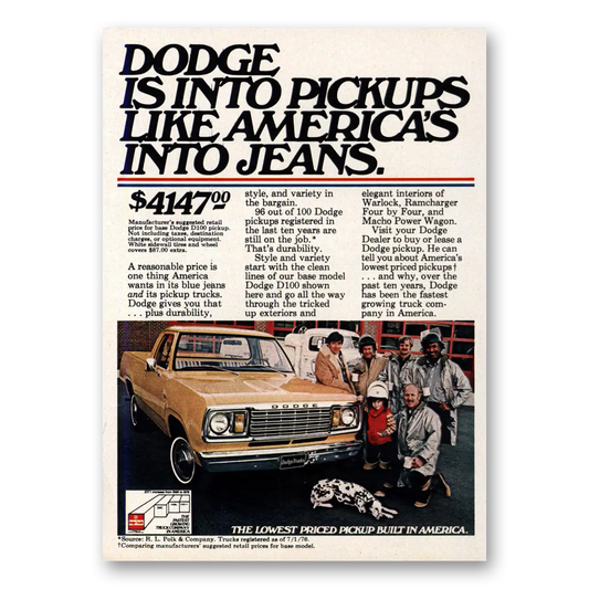 1978 Dodge Trucks Into Pickups Like Americas Into Jeans Vintage Magazine Print Ad