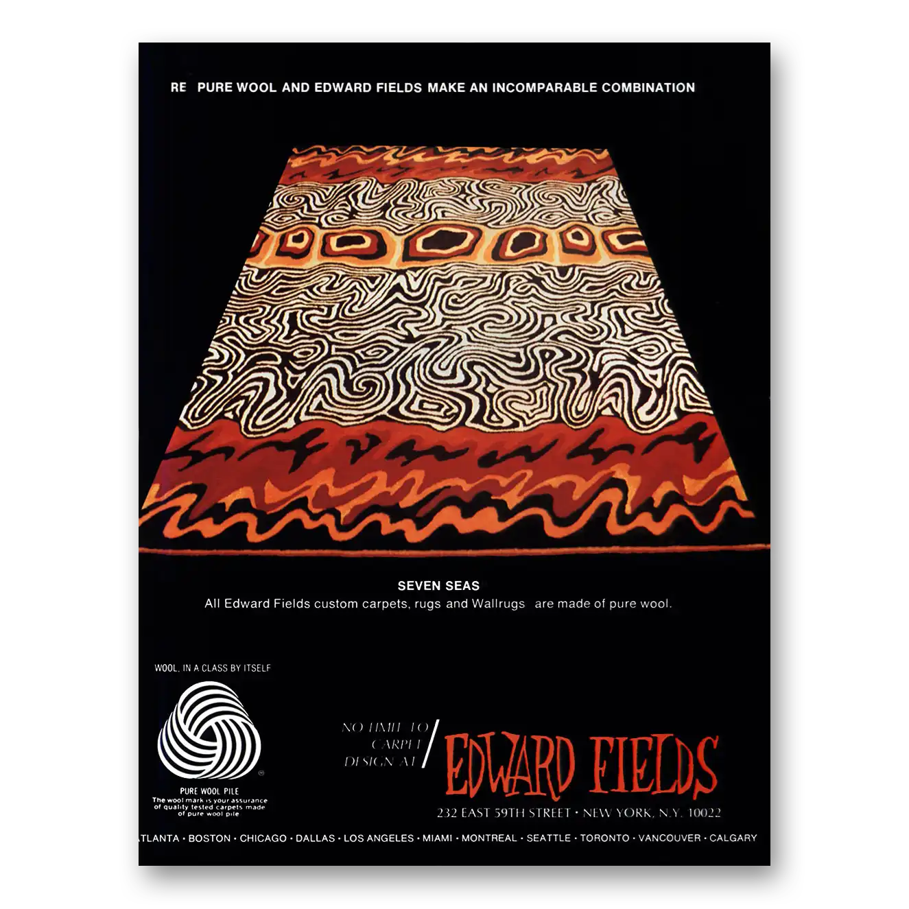 1978 Edward Fields Rugs Seven Seas Rugs Vintage Magazine Print Ad