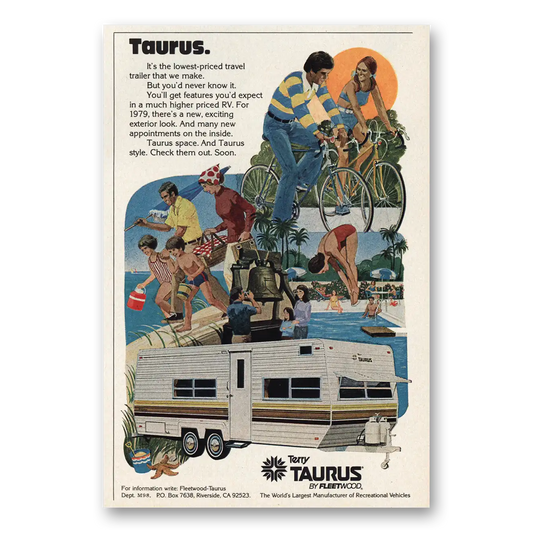 1978 Fleetwood Terry Taurus Vintage Magazine Print Ad