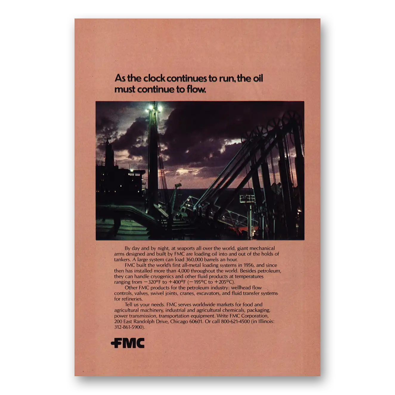 1978 FMC Clock Continues to Run Vintage Magazine Print Ad