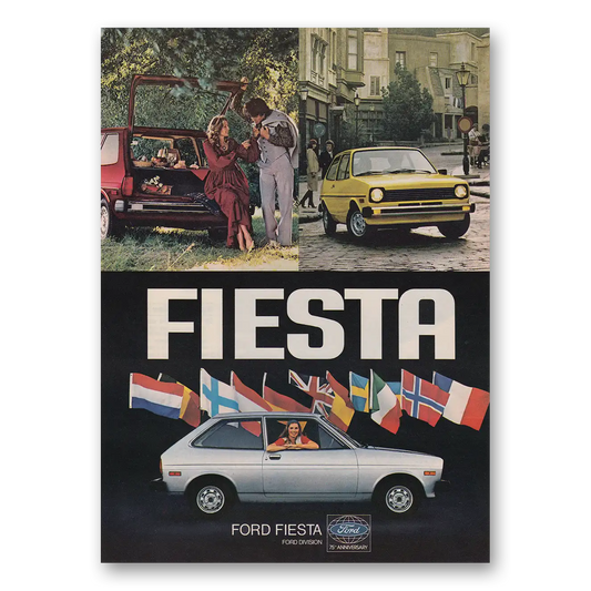 1977 Ford Fiesta Flags Vintage Magazine Print Ad