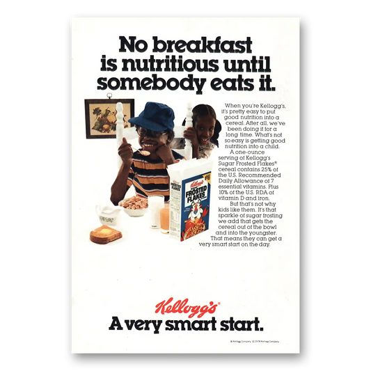 1978 Frosted Flakes Cereal No Breakfast as Nutritious Vintage Magazine Print Ad