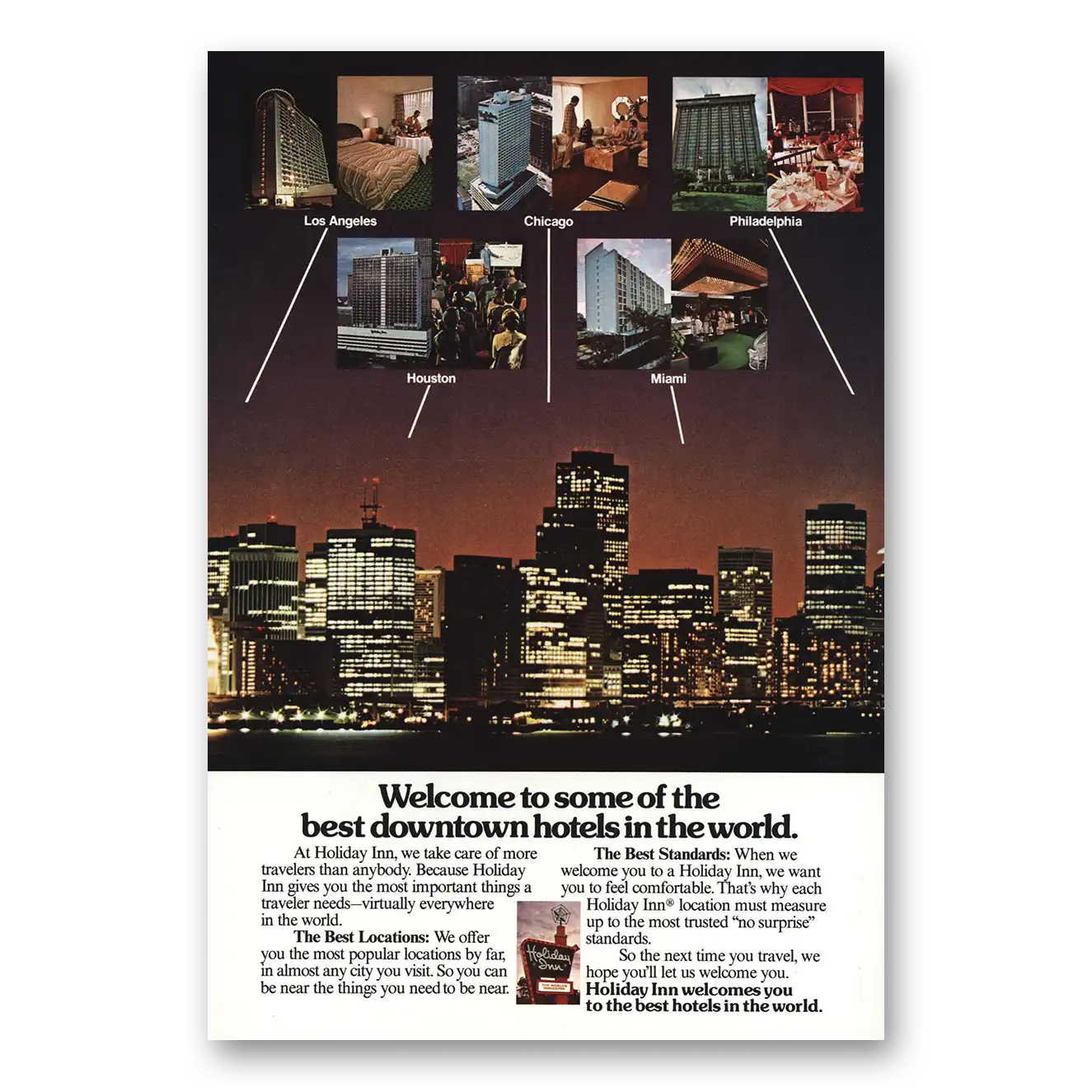 1978 Holiday Inn Best Downtown Hotels In the World Vintage Magazine Print Ad