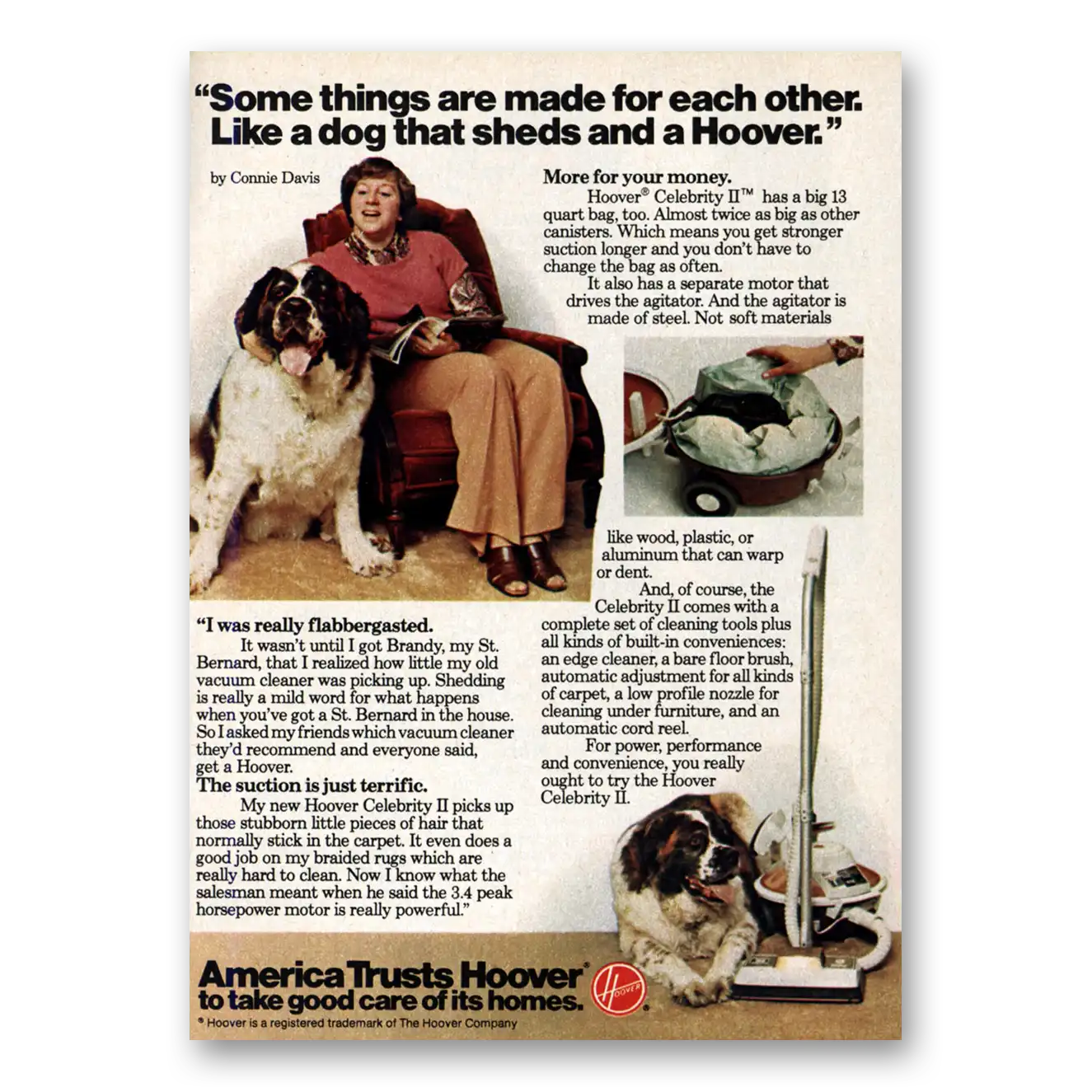 1978 Hoover Vacuum Dog That Sheds and a Hoover Vintage Magazine Print Ad