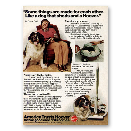 1978 Hoover Vacuum Dog That Sheds and a Hoover Vintage Magazine Print Ad