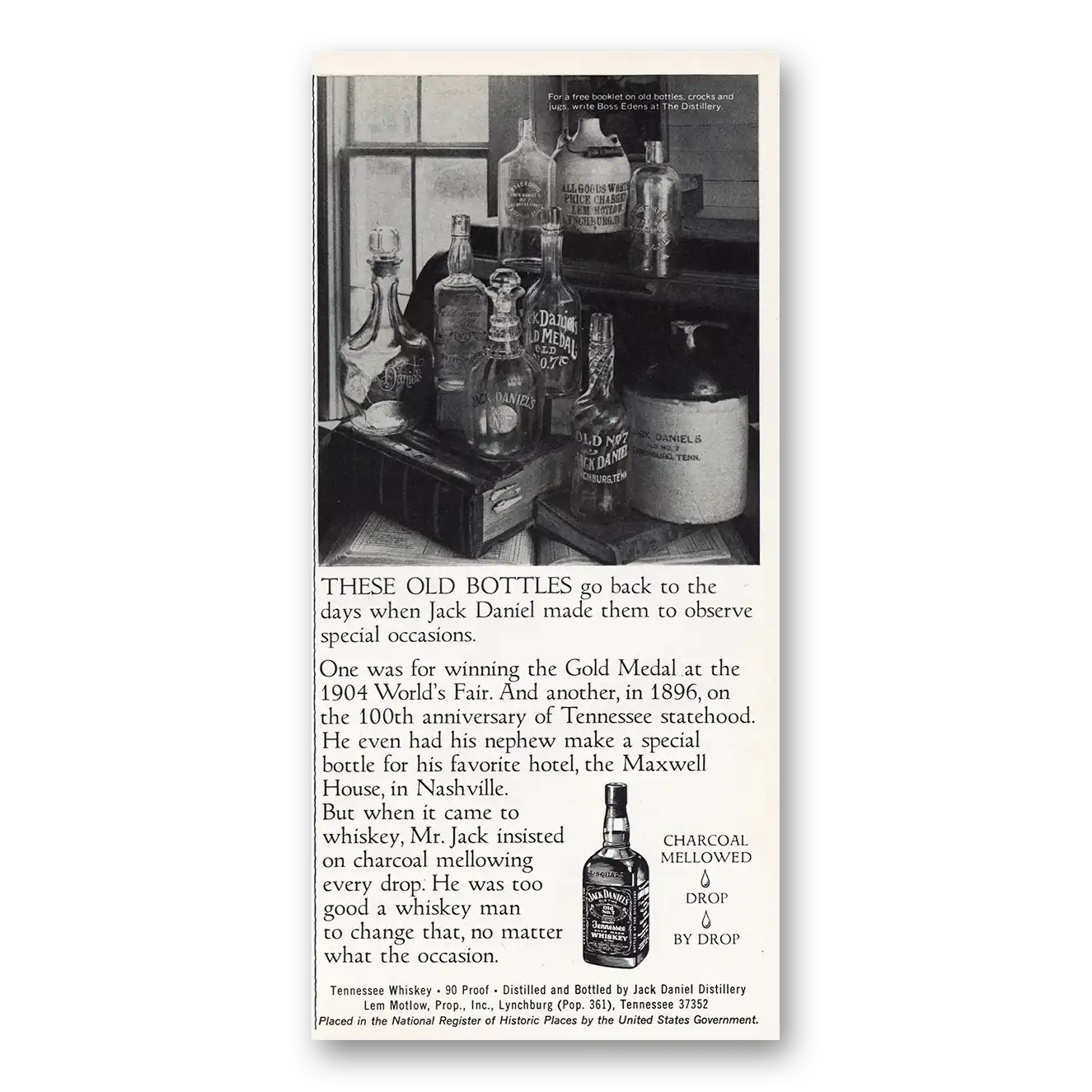 1981 Jack Daniels These Old Bottles Go Back to the Days Vintage Magazine Print Ad