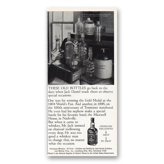 1981 Jack Daniels These Old Bottles Go Back to the Days Vintage Magazine Print Ad