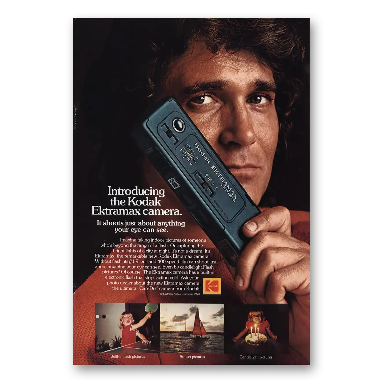 1978 Kodak Ektramax Camera Michael Landon Vintage Magazine Print Ad