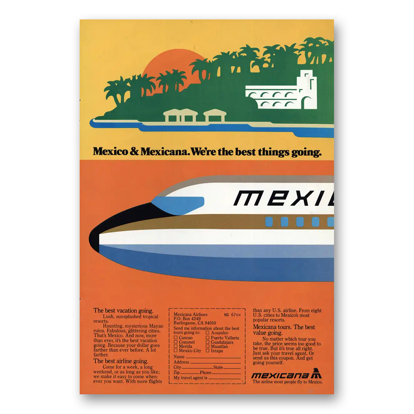 1978 Mexicana Airlines Best Things Going Vintage Magazine Print Ad