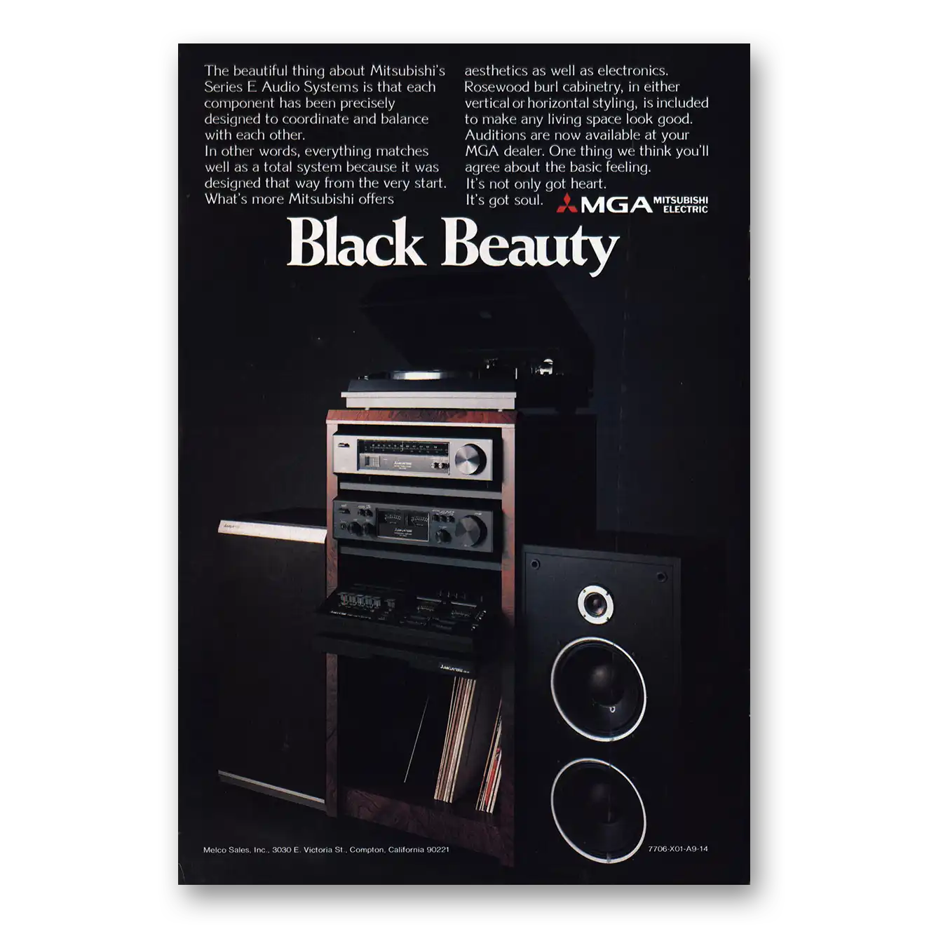 1978 MGA Mitsubishi Stereo Black Beauty Vintage Magazine Print Ad