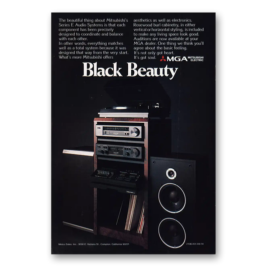 1978 MGA Mitsubishi Stereo Black Beauty Vintage Magazine Print Ad