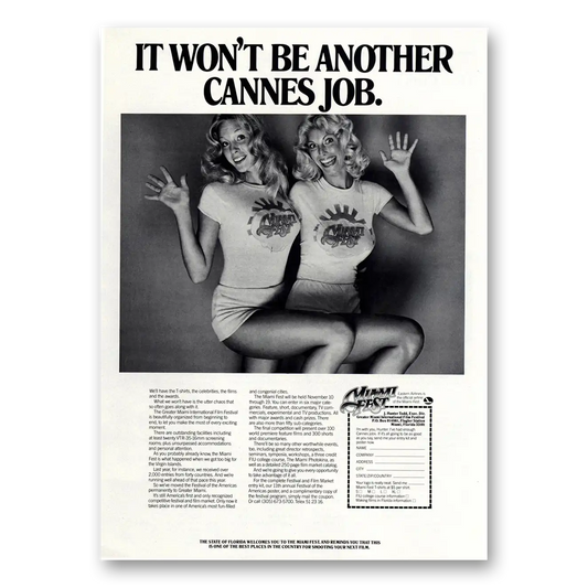 1978 Miami Florida Miami Fest Won't Be Another Cannes Job Vintage Magazine Print Ad