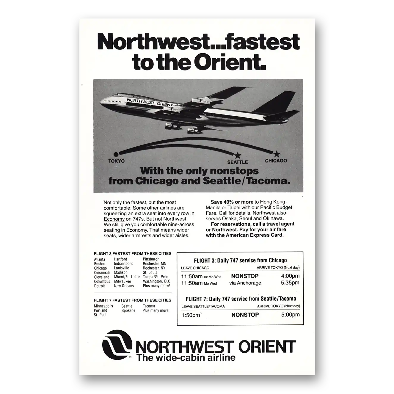 1978 Northwest Orient Airlines Fastest to the Orient Vintage Magazine Print Ad