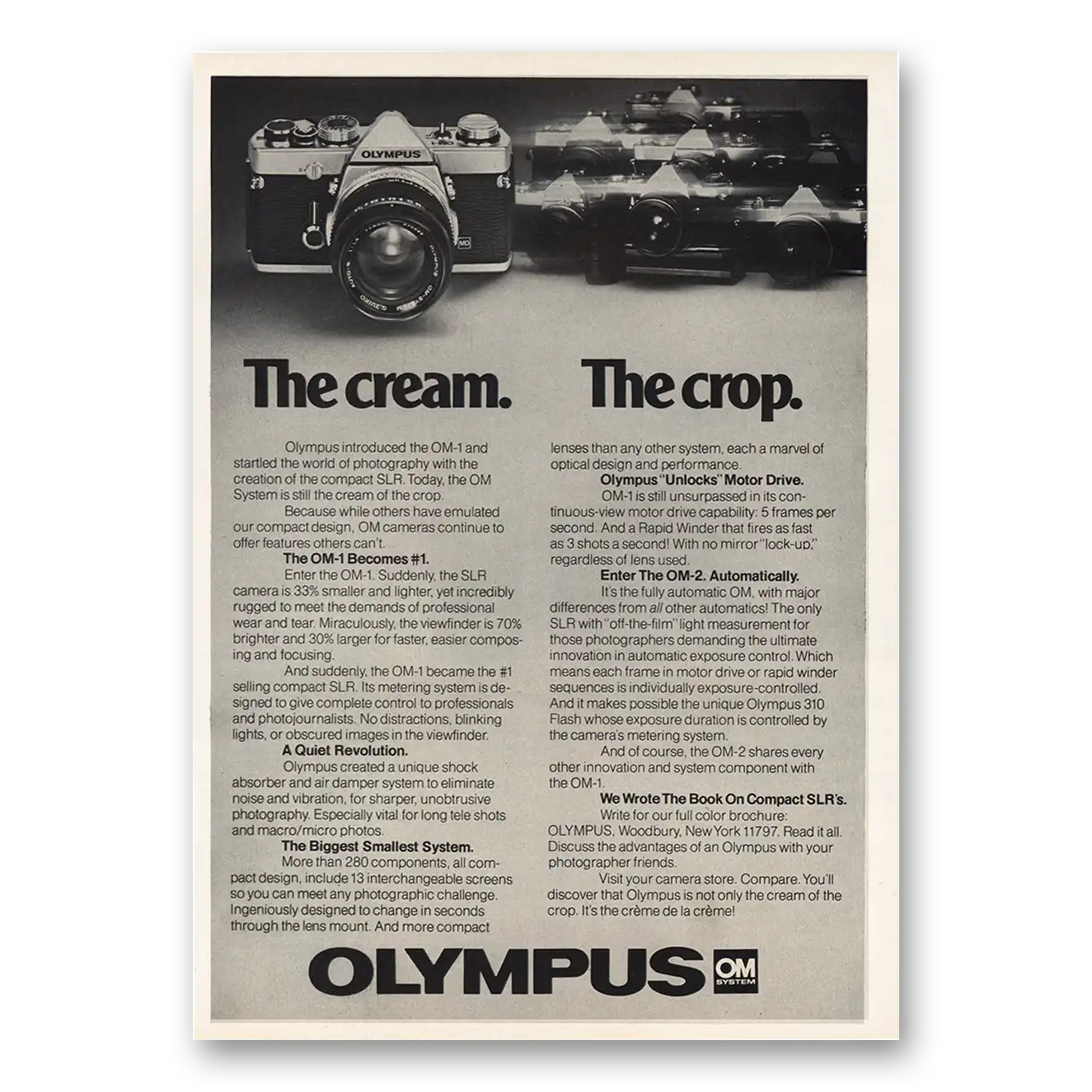 1978 Olympus Camera Cream The Crop Vintage Magazine Print Ad