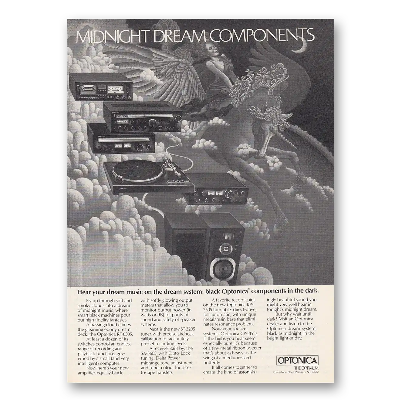 1978 Optonica Stereo Components Midnight Dream Vintage Magazine Print Ad