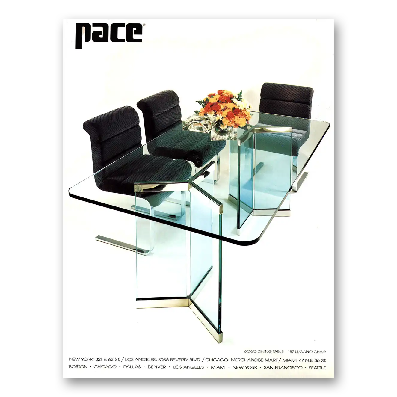 1978 Pace Furniture Dining Table and Lugano Chair Vintage Magazine Print Ad