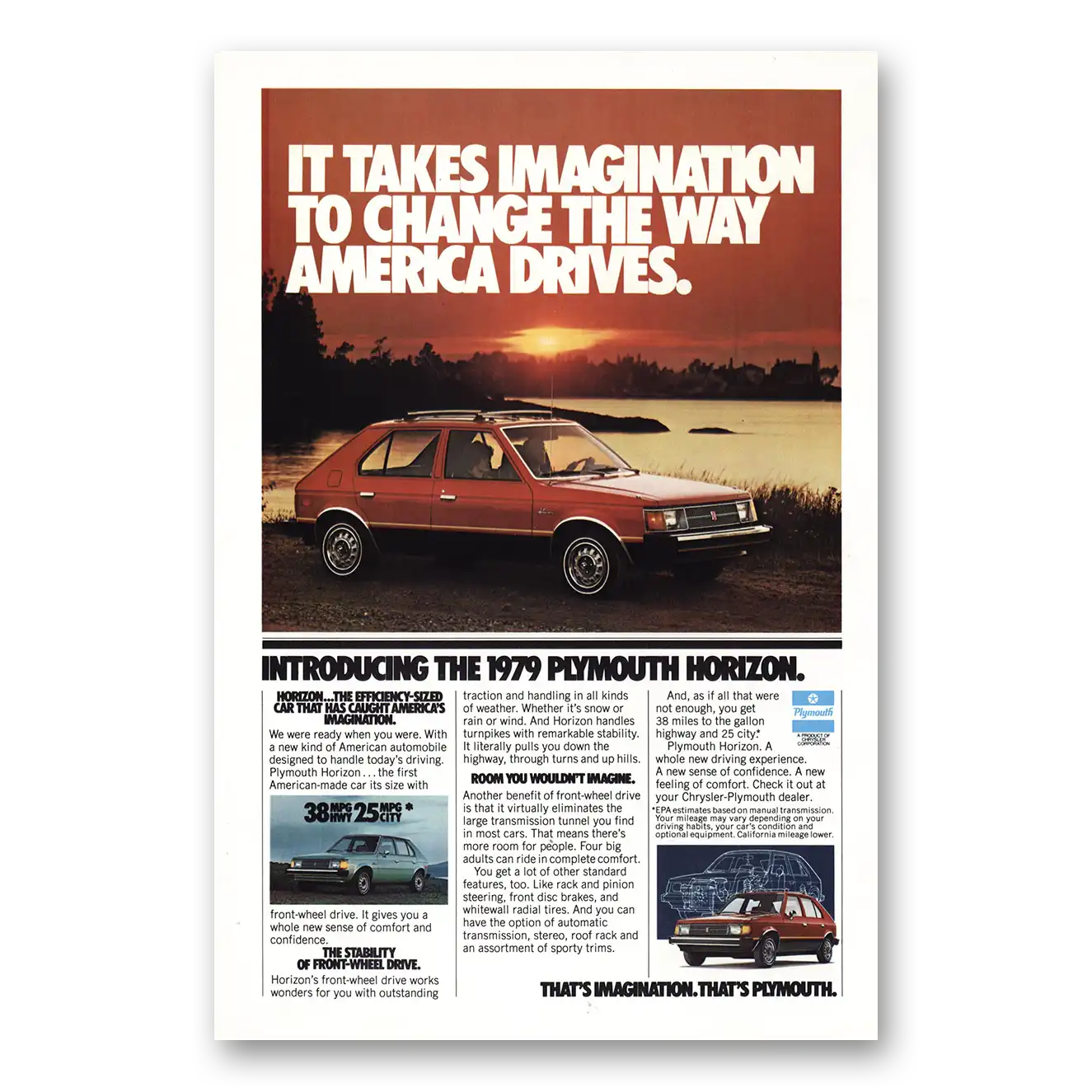 1979 Plymouth Horizon Takes Imagination Vintage Magazine Print Ad