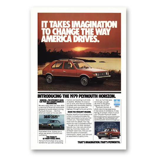 1979 Plymouth Horizon Takes Imagination Vintage Magazine Print Ad