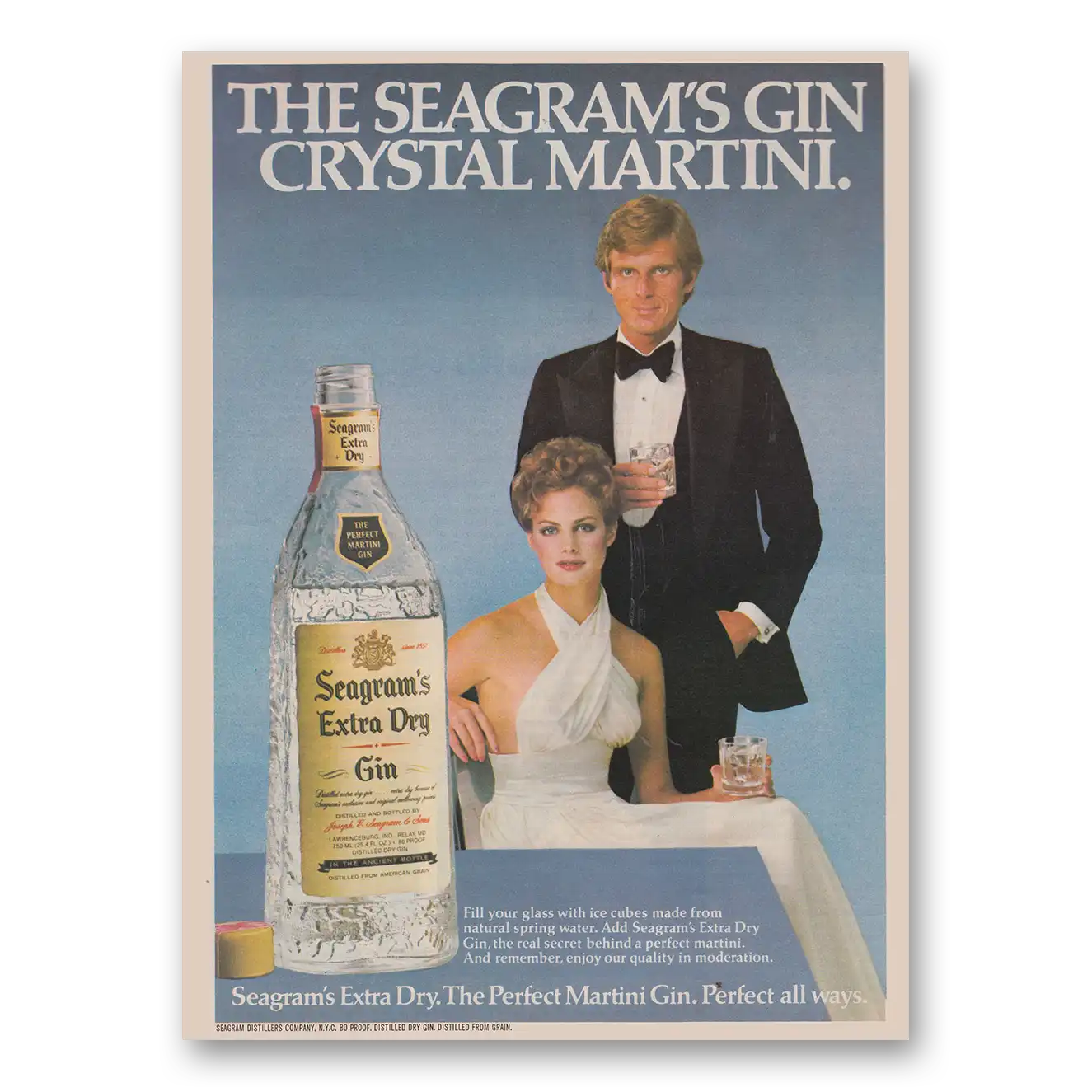 1978 Seagrams Extra Dry Gin Crystal Martini Vintage Magazine Print Ad