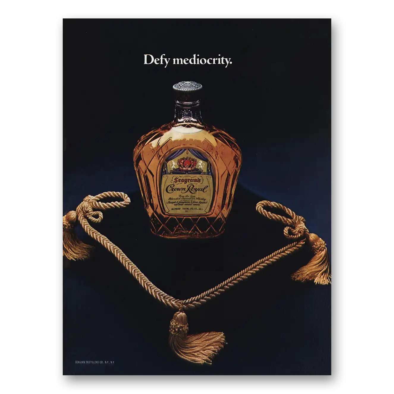 1978 Crown Royal Defy Mediocrity Vintage Magazine Print Ad