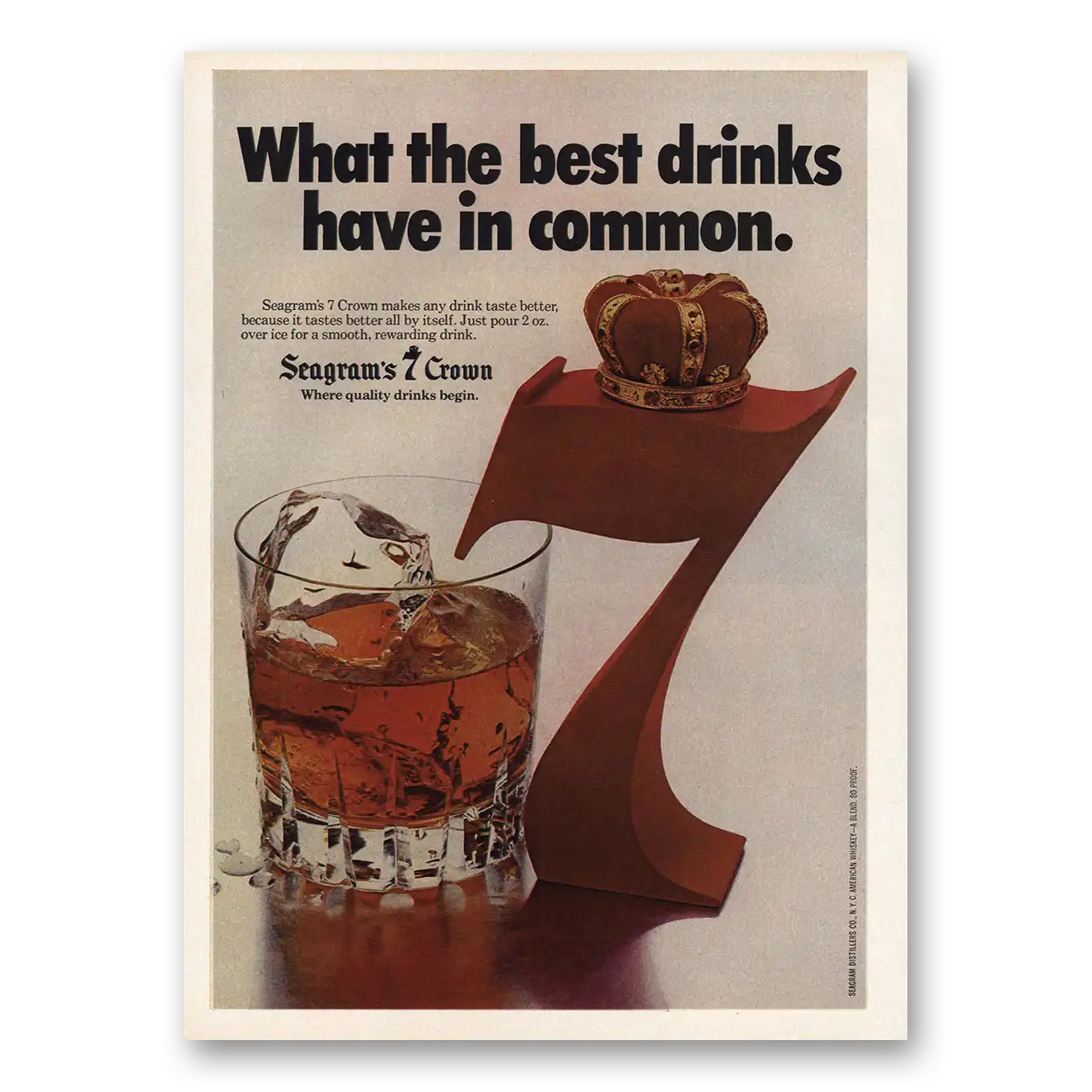 1978 Seagrams 7 Crown Whiskey What Best Drinks Have In Common Vintage Magazine Print Ad