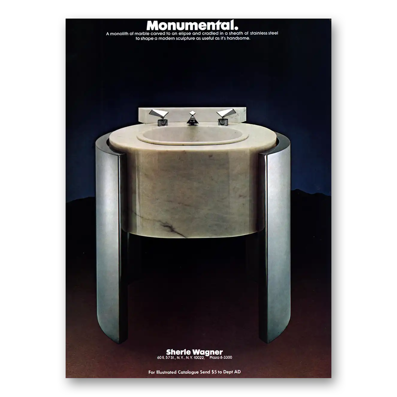 1978 Sherle Wagner Bath Fixtures Monumental Vintage Magazine Print Ad