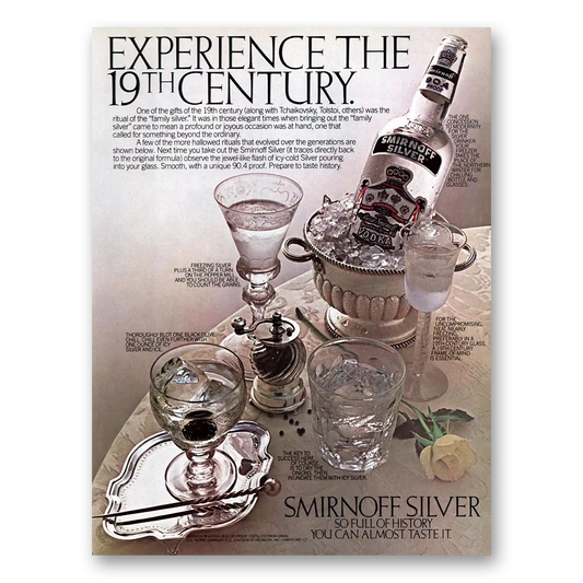 1978 Smirnoff Silver Vodka Experience the 19th Century Vintage Magazine Print Ad