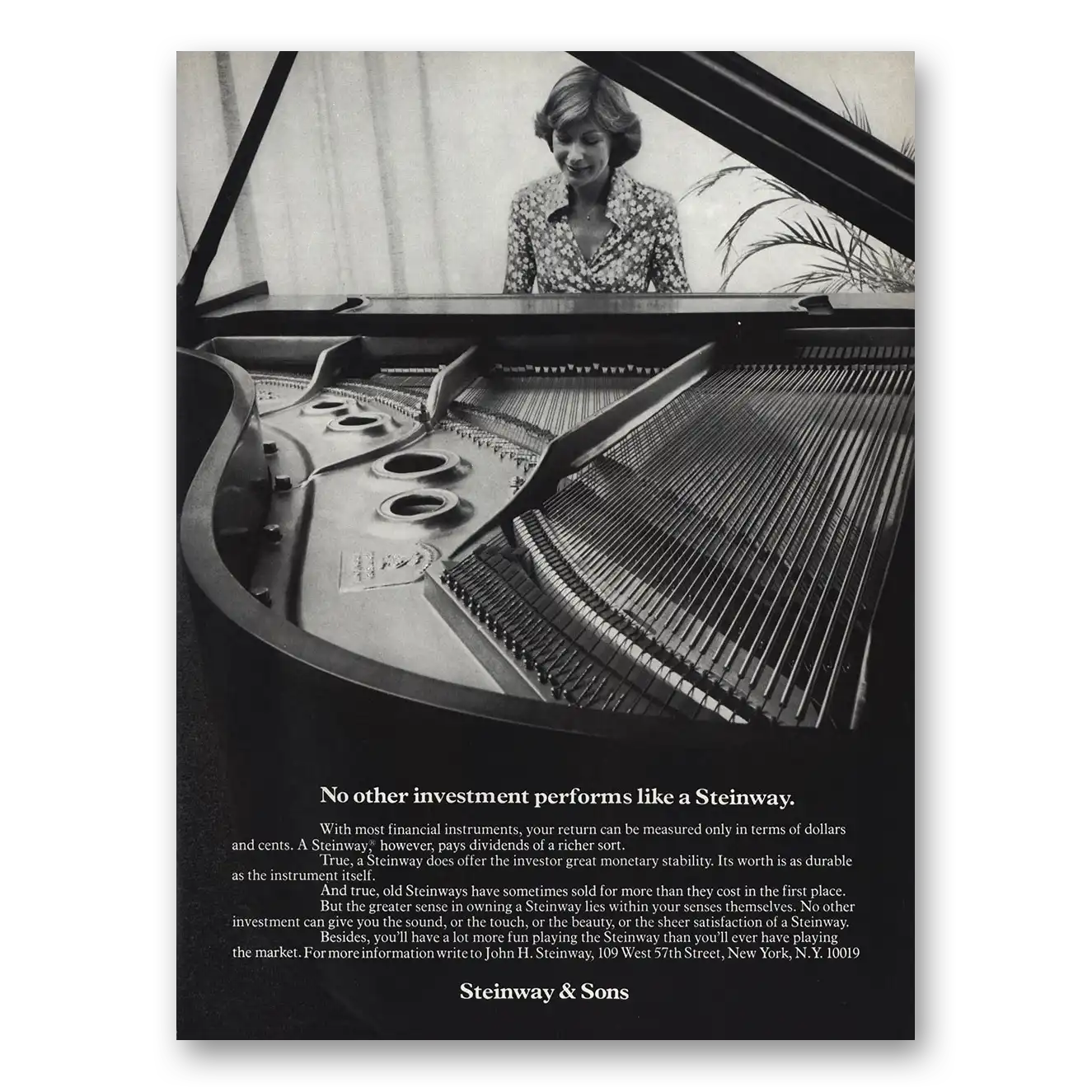 1978 Steinway Piano No Other Investment Performs Vintage Magazine Print Ad