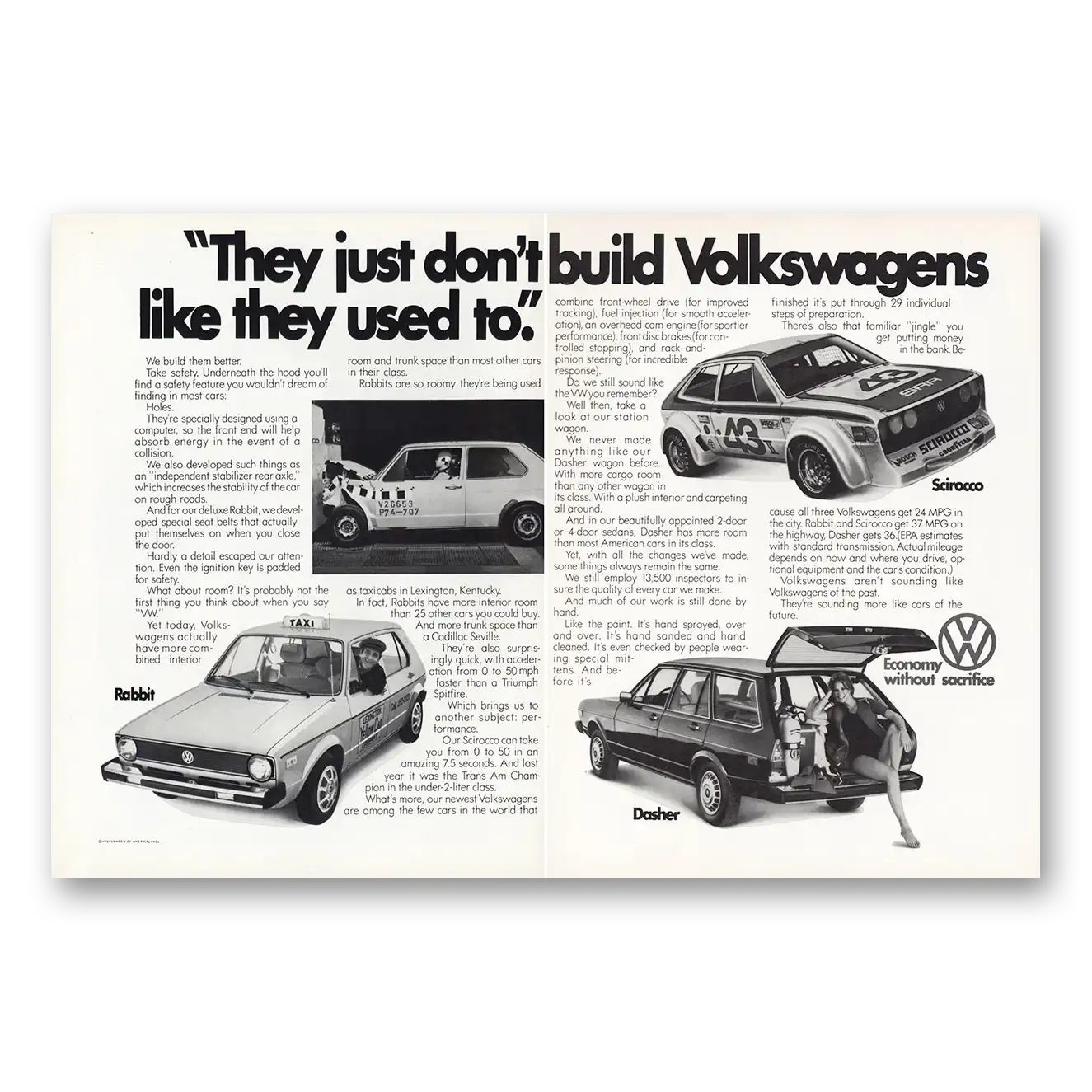 1977 Volkswagen Rabbit They Just Don't Build Like They Used To Vintage Magazine Print Ad