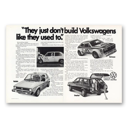 1977 Volkswagen Rabbit They Just Don't Build Like They Used To Vintage Magazine Print Ad