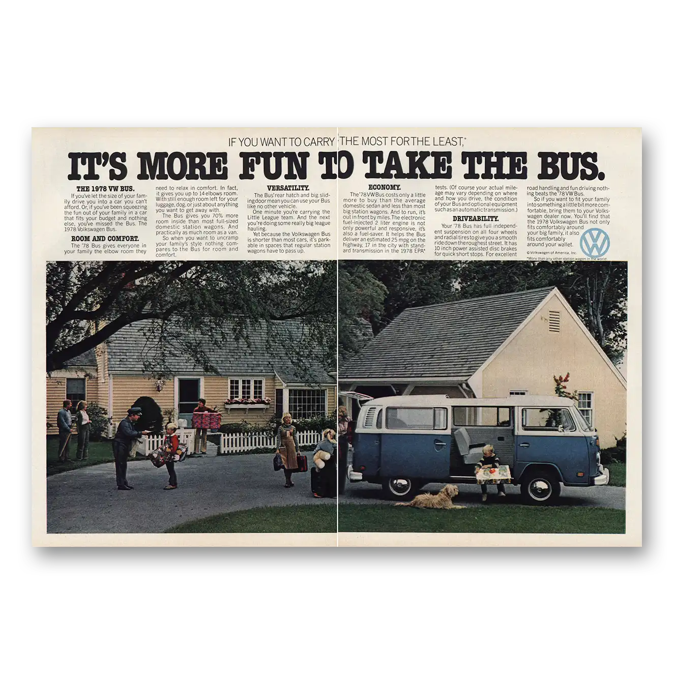 1977 Volkswagen Bus More Fun to Take the Bus Vintage Magazine Print Ad