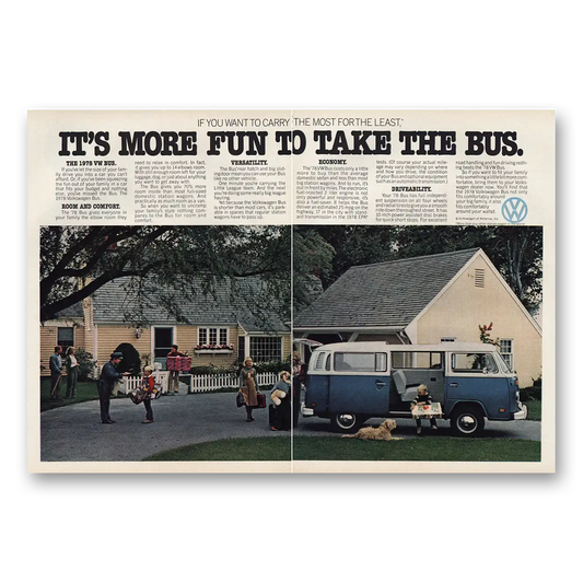 1977 Volkswagen Bus More Fun to Take the Bus Vintage Magazine Print Ad