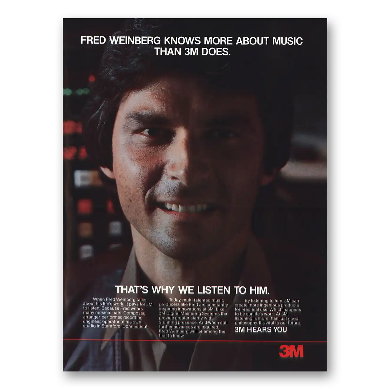 1979 3M Digital Mastering Systems Fred Weinberg Knows More About Music Vintage Magazine Print Ad