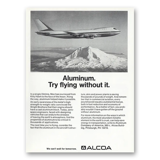 1979 Alcoa Try Flying Without It Vintage Magazine Print Ad