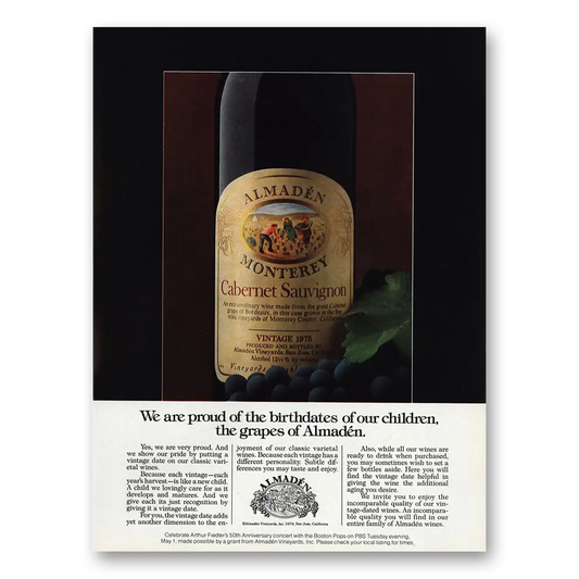 1979 Almaden Cabernet Sauvignon Birthdates of Our Children Vintage Magazine Print Ad