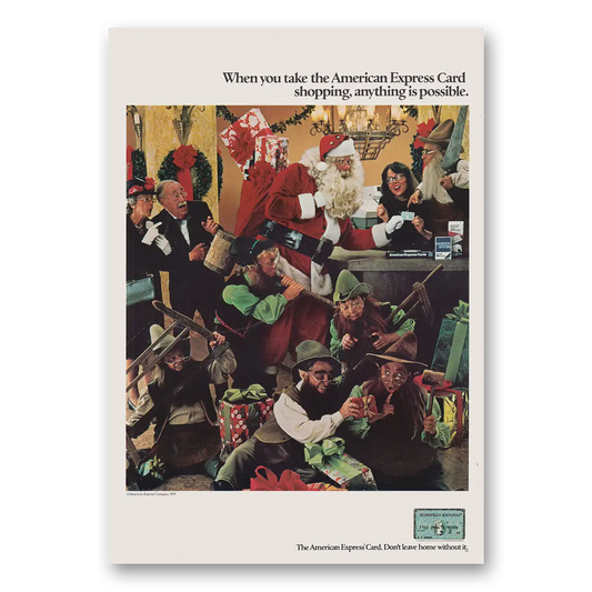 1979 American Express Santa Claus Elves Vintage Magazine Print Ad