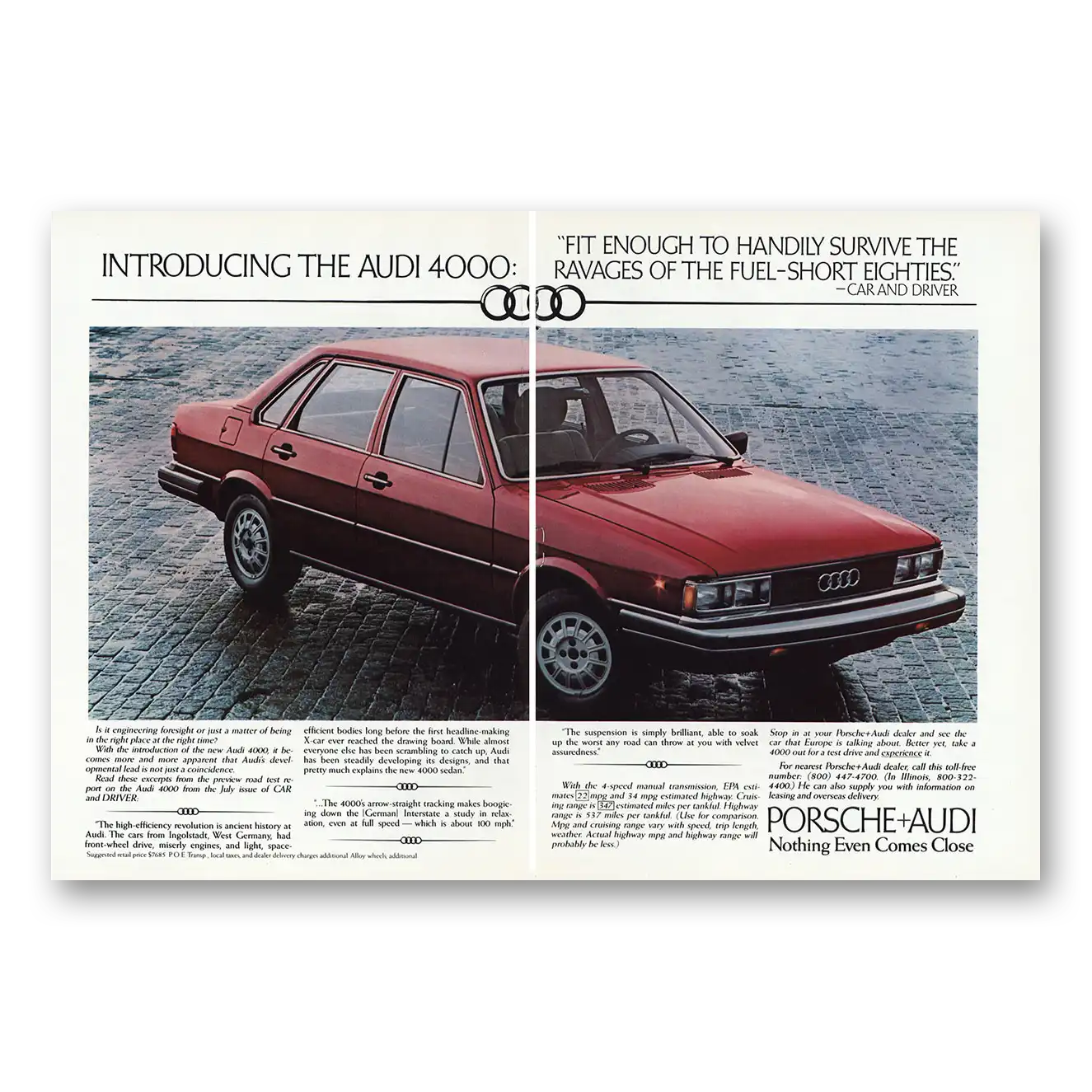 1979 Audi 4000 Fit Enough To Handily Survive Vintage Magazine Print Ad