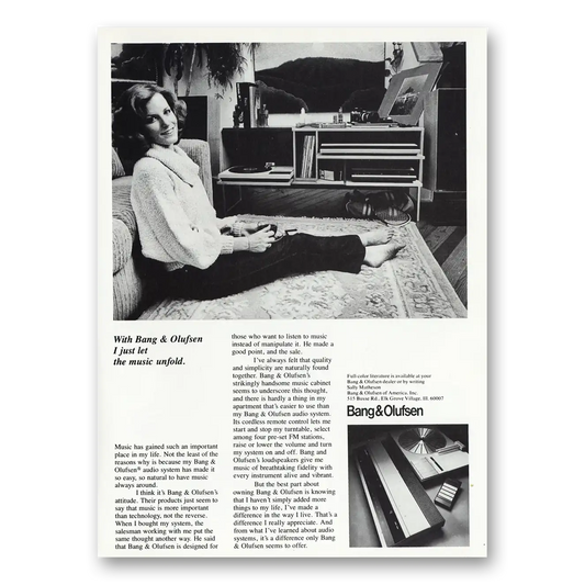 1979 Bang and Olufsen I Just Let the Music Unfold Vintage Magazine Print Ad