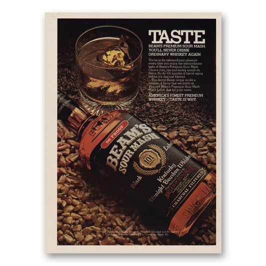 1979 Jim Beam Beams Sour Mash Whiskey Taste Vintage Magazine Print Ad