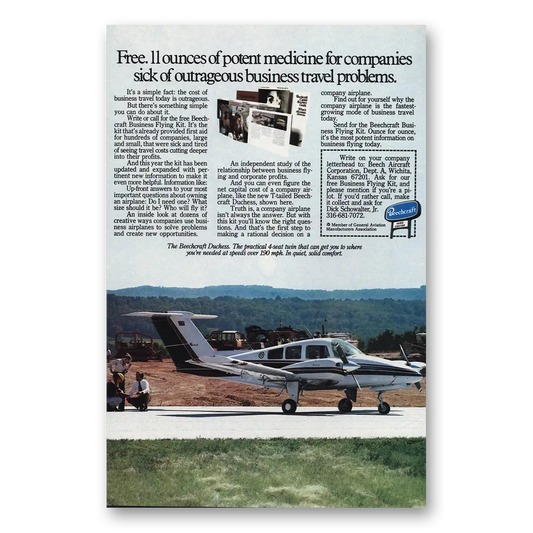 1979 Beechcraft Duchess Potent Medicine for Companies Vintage Magazine Print Ad