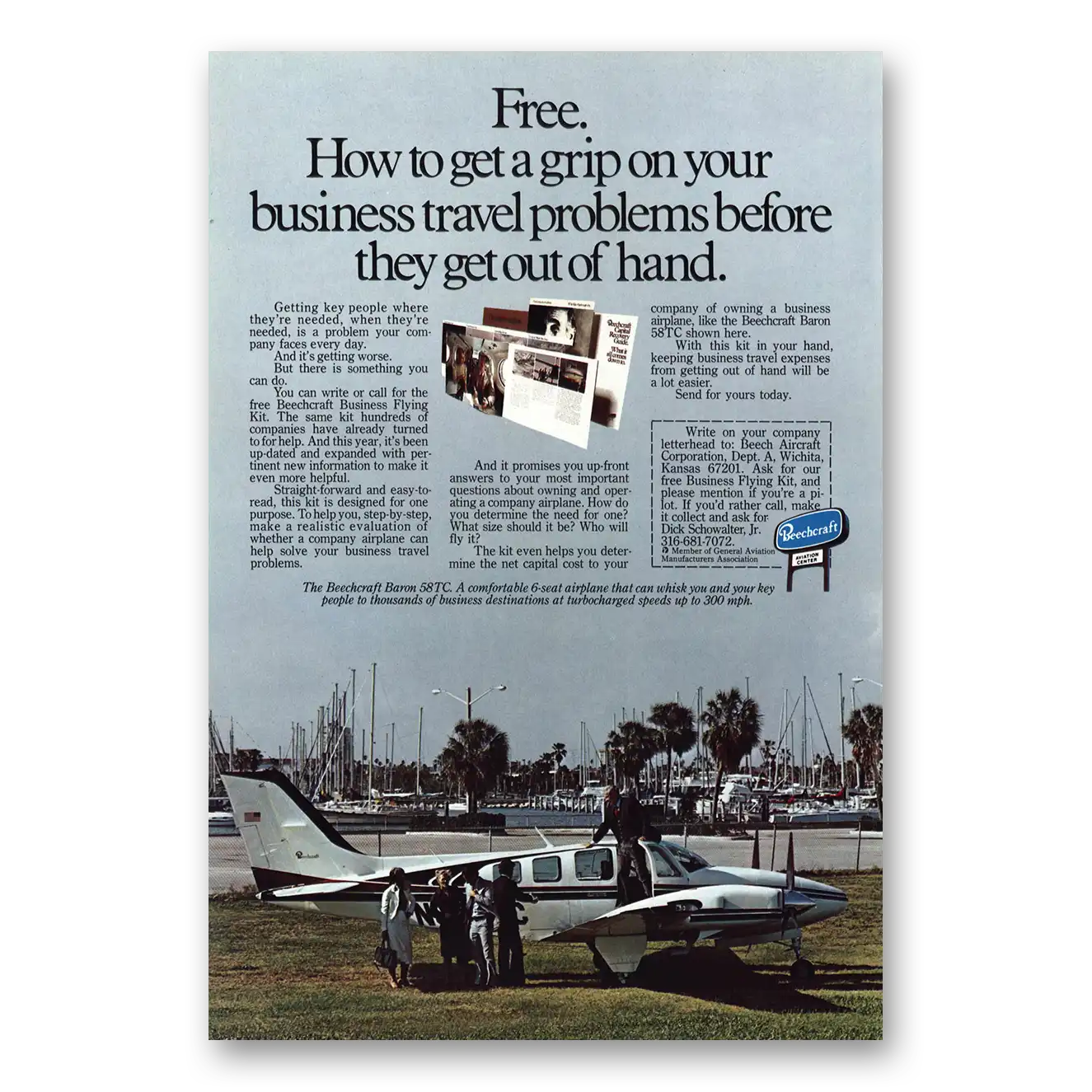 1979 Beechcraft Baron Get Grip Business Travel Vintage Magazine Print Ad