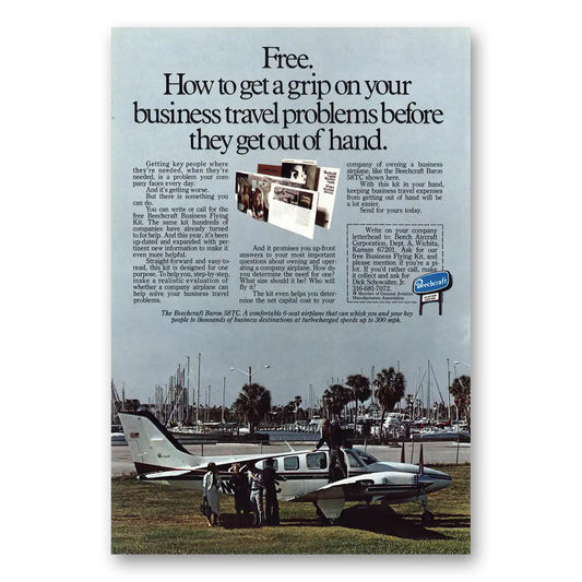 1979 Beechcraft Baron Get Grip Business Travel Vintage Magazine Print Ad