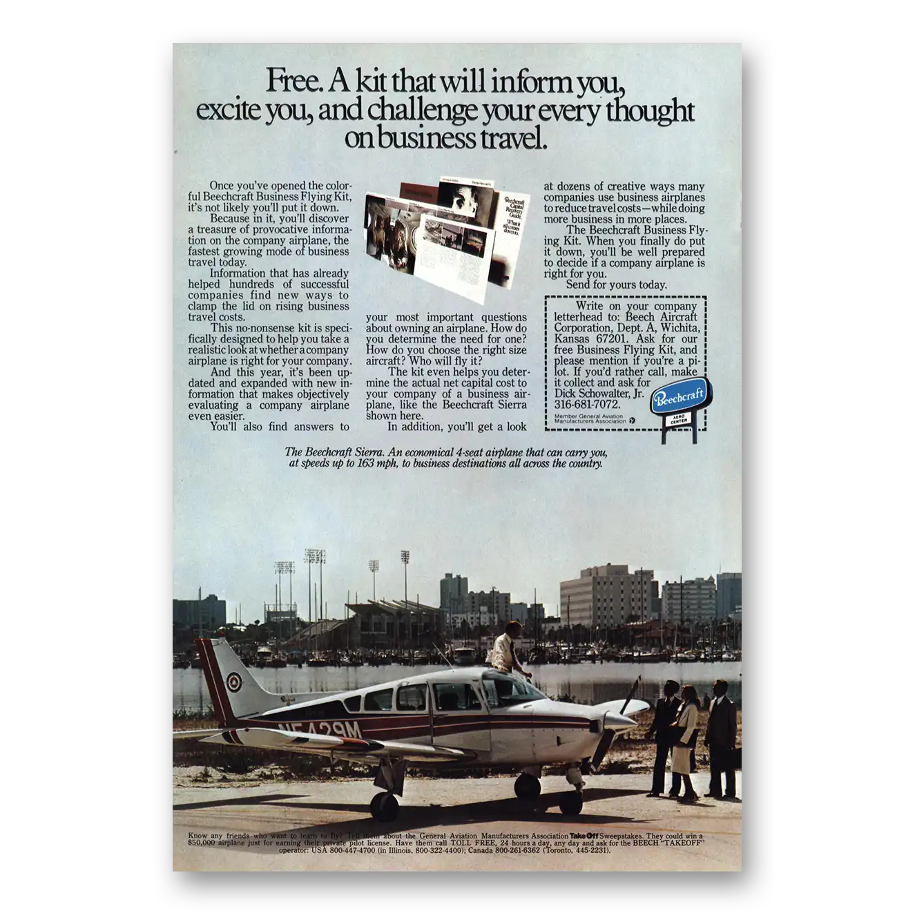 1979 Beechcraft Sierra Business Flying Kit Vintage Magazine Print Ad