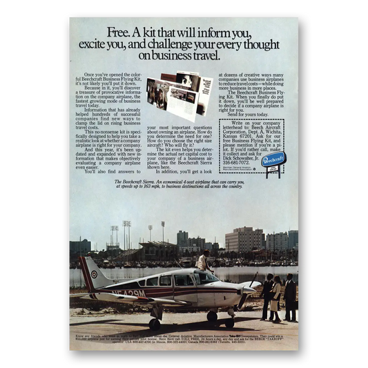 1979 Beechcraft Sierra Business Flying Kit Vintage Magazine Print Ad