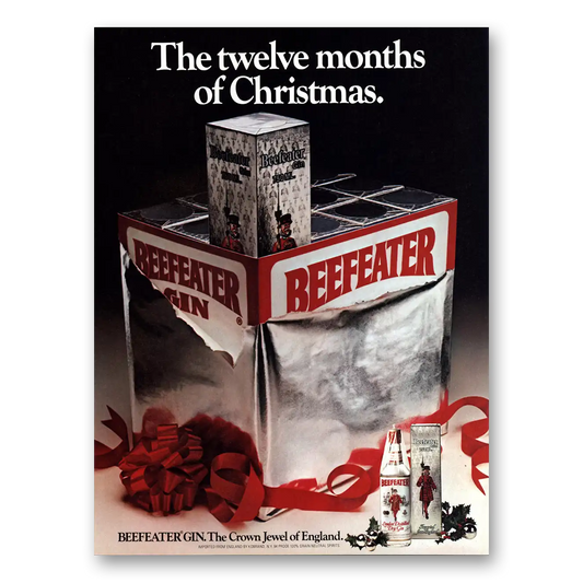 1979 Beefeater Twelve Months of Christmas Vintage Magazine Print Ad