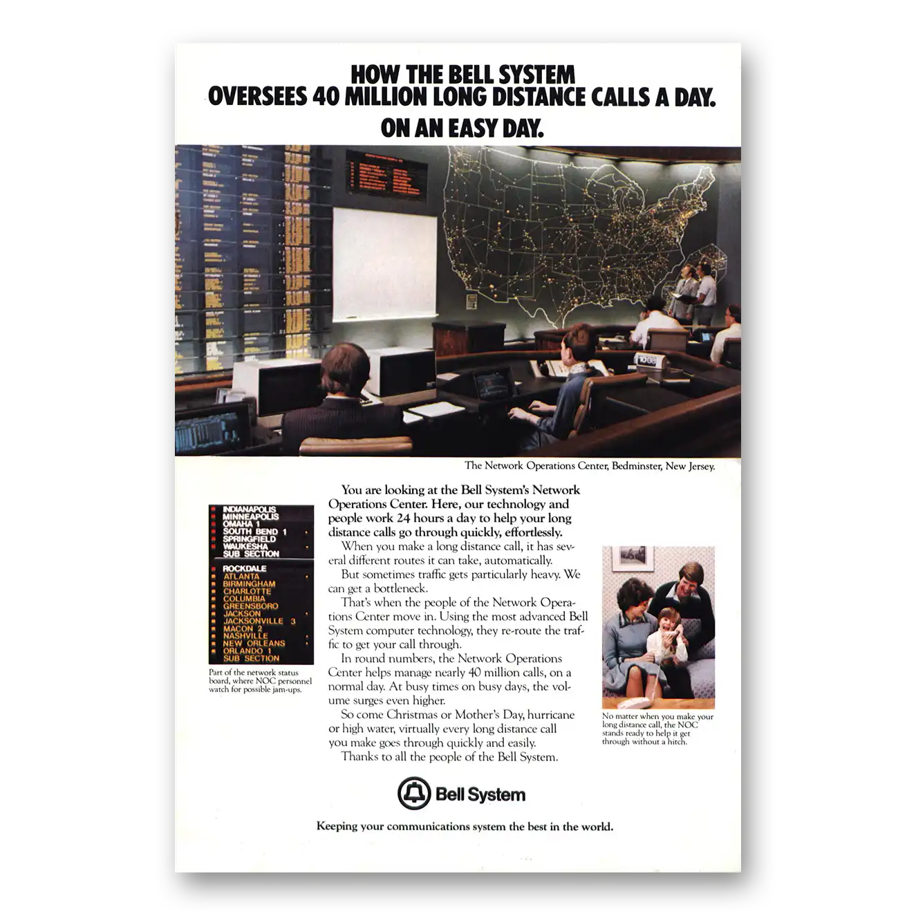 1979 Bell Telephone Network Operations Center Bedminster Vintage Magazine Print Ad