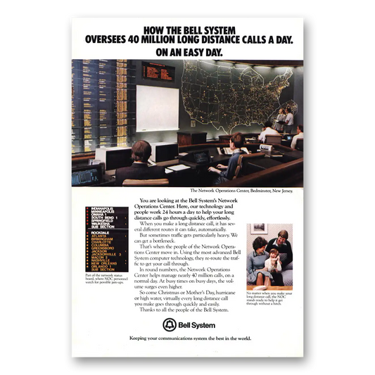 1979 Bell Telephone Network Operations Center Bedminster Vintage Magazine Print Ad