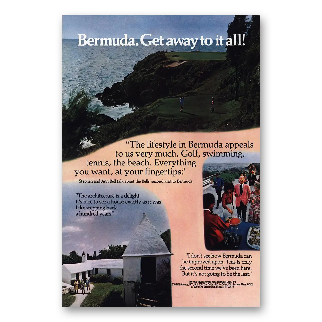 1979 Bermuda Get Away to It All Vintage Magazine Print Ad